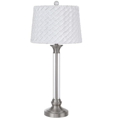 Cal Lighting 150W 3 way Ruston crystal/metal table lamp with pleated hardback shade