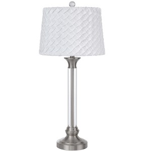 Cal Lighting 150W 3 way Ruston crystal/metal table lamp with pleated hardback shade - 1 of 2