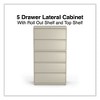 Alera Lateral File, 5 Legal/Letter/A4/A5-Size File Drawers, Putty, 36" x 18.63" x 67.63" - 2 of 4
