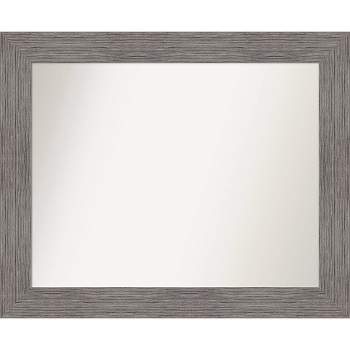 34" x 28" Non-Beveled Pinstripe Plank Gray Wall Mirror - Amanti Art