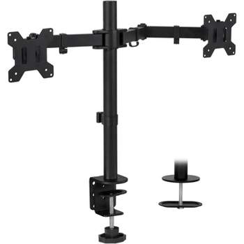 Mount-It! Dual Monitor Mount | Double Monitor Desk Stand | Interchangeable C-Clamp & Grommet Base | Heavy Duty Height Adjustable Arms Fit 19 - 32 in.
