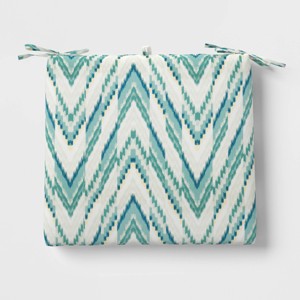 20"x18" Printed DuraSeason Fabric™ Hoxie Outdoor Chair Seat Cushion Blue - Threshold™ - 1 of 4