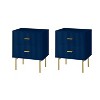 Ceandro Contemporary Classic 2-Drawer Nightstand Set of 2|ARTFUL LIVING DESIGN-NAVY - 2 of 4