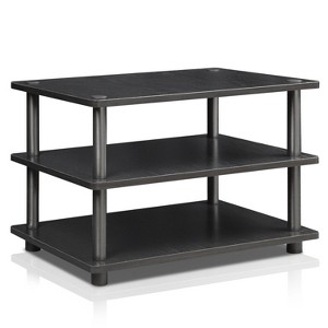 Furinno Easy Assembly 3-Tier Corner TV Stand for TVs up to 25" Storage Shleves CorLiving Blackwood - 1 of 4