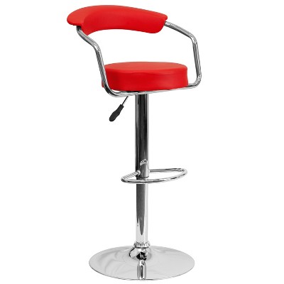 Flash Furniture Contemporary Vinyl Adjustable Height Barstool with Arms and Chrome Base