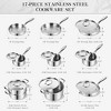 Aoibox 17-Piece Stainless Steel Cookware Set, 3-Ply Construction, Oven & Dishwasher Safe, Induction Compatible, Includes Pots,Pans,Saute Pan&Stock Pot - 3 of 4