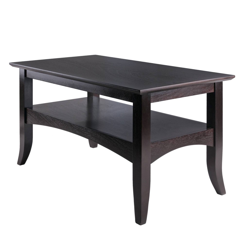 Photos - Coffee Table Camden  Coffee - Winsome: Traditional Dark Brown Wood Composite, Storage Shelf, Flared Legs, Living Room Furnitu