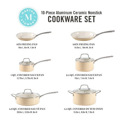 Cream Aluminum Nonstick 10-Piece Cookware Set