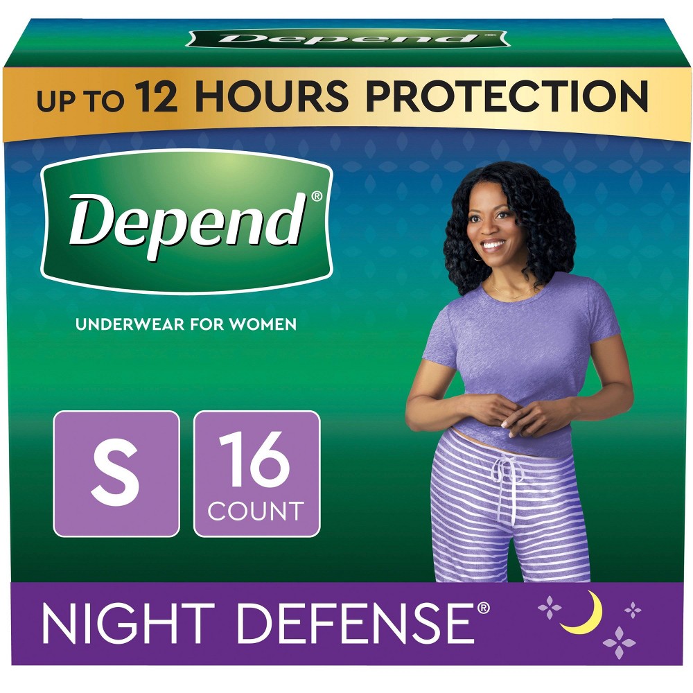 Depend Night Defense Adult Incontinence Underwear for Women - Overnight Absorbency - S - Blush - 16ct