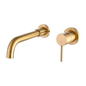 Wall Mount Faucet for Bathroom Sink or Bathtub, Single Handle 2 Holes Brass Rough-in Valve Included, Matte Black - 1 of 4