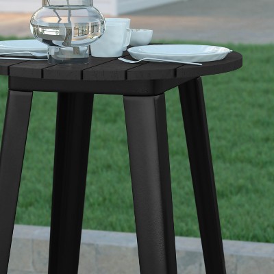 23.75" Round Black Resin Top Bar Table with Steel Base