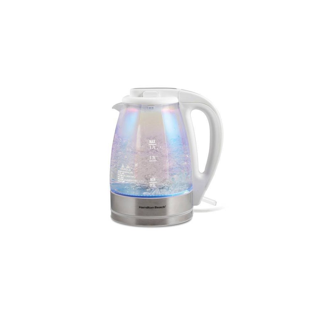 Hamilton Beach 1.7 Liter Irid Glass Kettle 41055: Electric Water Heater, Clear Tea Maker, 1500W Hot Pot, Hand Wash
