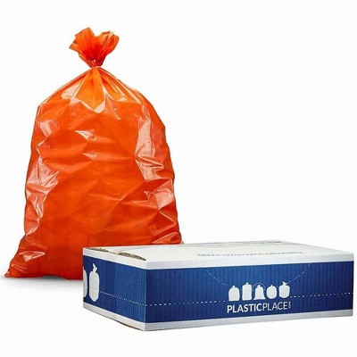 Plasticplace 55-60 Gallon Heavy Duty Trash Bags, 1.2 mil, Orange (50 Count)