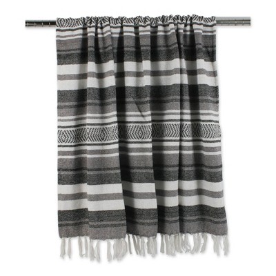 Black Cotton Fringe Throw Blanket 50x60"