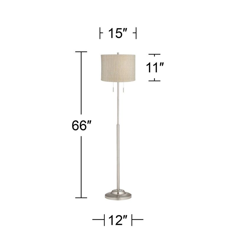360 Lighting Abba Modern Floor Lamp Standing 66" Tall Brushed Nickel Silver Metal Gold Silver Drum Shade for Living Room Bedroom Office House Home, 4 of 5