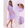 Allegra K Women's Metallic Stars Ruched Sleeve Elastic Waist V Neck A-line Dress - 2 of 4