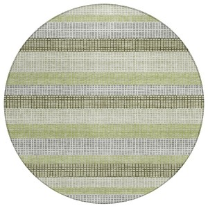 Artichoke Green And Ivory Striped Washable Indoor Outdoor Area Rug - 1 of 4