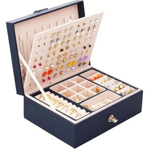 Pink Jewelry Organizer Box for Teens with Earring Holder and Storage - 1 of 4