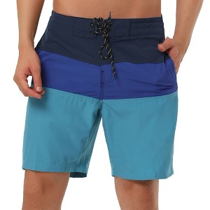 Lars Amadeus Men's Summer Color Block Shorts Drawstring Stripe Swim Beach Board Shorts - 1 of 4