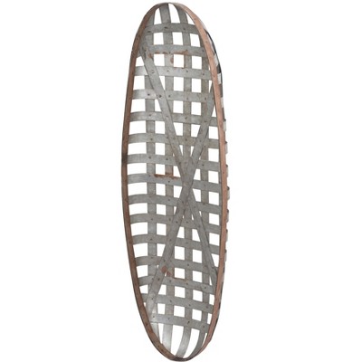 Fisfet 12.5" x 3" x 37.5" Metal Wall Art with Grid Pattern