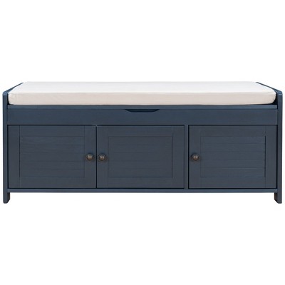 NicBex Modern 43.5" Storage Bench with 3 Shutter-Shaped Doors for Living Room and Entryway
