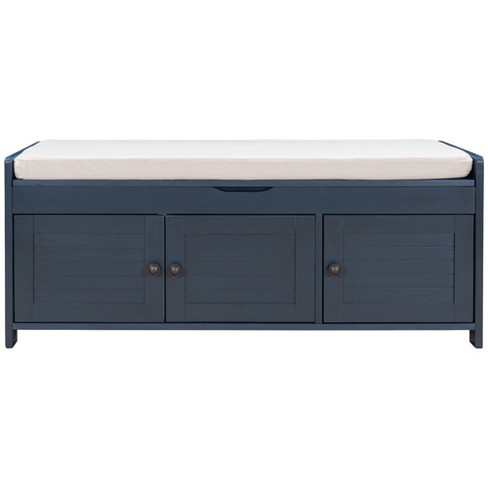 NicBex Modern 43.5" Storage Bench with 3 Shutter-Shaped Doors for Living Room and Entryway - image 1 of 4