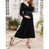 Coolmee Women's Summer Floral Maxi Dress Casual Wrap V Neck Long Sleeve Tie Waist Ruffle Boho Flowy Long Dresses - 2 of 4