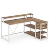 JUJABU 55-Inch L-Shaped Home Office Desk with Monitor Riser, Drawers, Storage Shelves - 2 of 4
