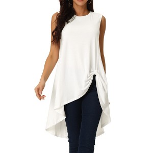 Seta T Women's High Low Hem Sleeveless Crew Neck Dressy Casual Shirts - 1 of 4