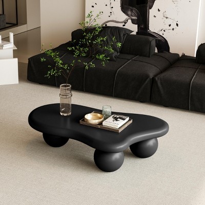 40"W Cloud Shaped Coffee Table With 3 Ball Legs,Coffee Table Unique,Irregular Abstract Console Table,Living Room Furniture- Maison Boucle
