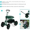 Sunnydaze Outdoor Lawn and Garden Heavy-Duty Steel Rolling Gardening Cart with Extendable Steer Handle, Swivel Chair, and Basket - 2 of 4