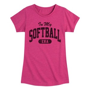 Girls' - Instant Message - In My Softball Era -Youth Girls Short Sleeve T-Shirt Fitted Short Sleeve Graphic T-Shirt - 1 of 4