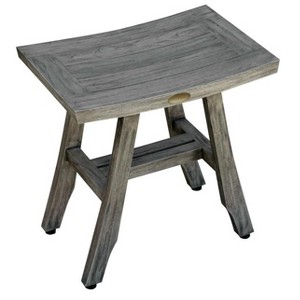 HomeRoots 18" X 18" Antiqued Gray Solid Wood Shower Bench - 1 of 4