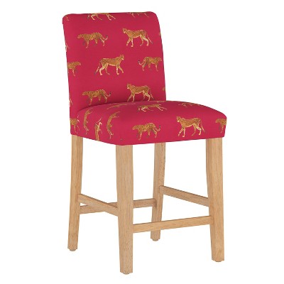 Counter Height Barstool Cheetah Walk Raspberry - Cloth &#38; Company