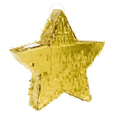 Sparkle and Bash Small Gold Star Pinata for Kids Birthday, Twinkle Twinkle Little Star Gender Reveal Party Decorations, Baby Shower, 13 x 3 In