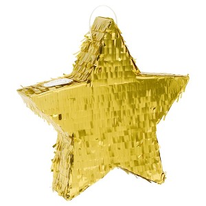 Sparkle and Bash Small Gold Star Pinata for Kids Birthday, Twinkle Twinkle Little Star Gender Reveal Party Decorations, Baby Shower, 13 x 3 In - 1 of 4