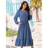 Seta T Women's Swiss Dot Long Sleeve Square Neck A-Line Tiered Boho Long Dress with Pockets - 4 of 4