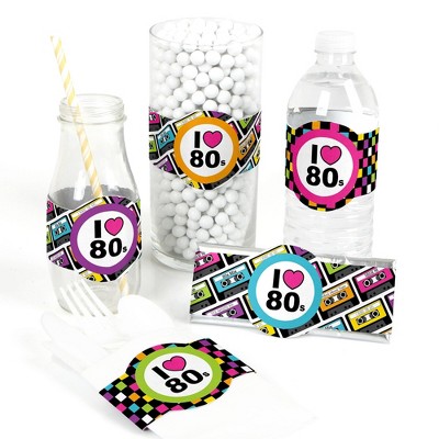 Big Dot of Happiness 80's Retro - DIY Party Supplies - Totally 1980s Party DIY Wrapper Favors & Decorations - Set of 15
