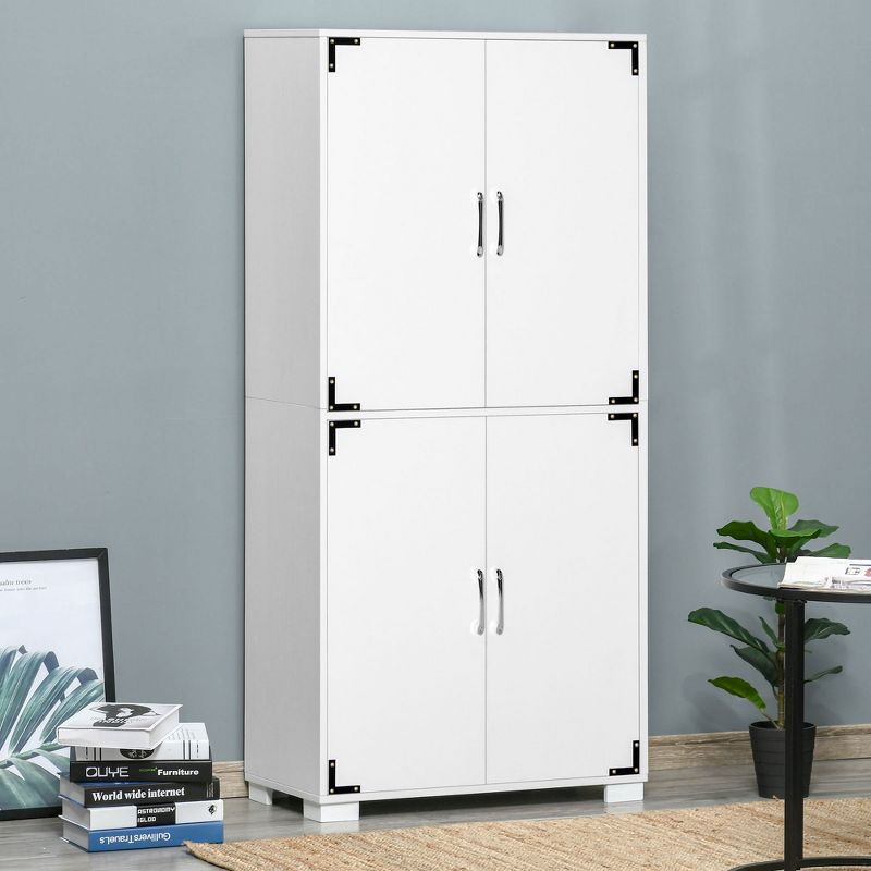 HOMCOM Industrial Style 4-Door Cabinet Pantry Cupboard with Storage Shelves for Bedroom and Living Room, 3 of 7