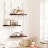 Attop Hanging Shelves for Wall, 3 Tier Boho Wall Decor Hanging Plant Shelf Floating Shelves Rope Rustic Wood Organizer Storage Hanger Rack - 2 of 4