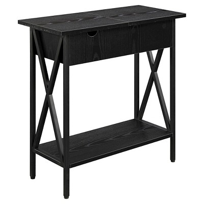 Tucson Flip Top End Table with Charging Station Black - Breighton Home