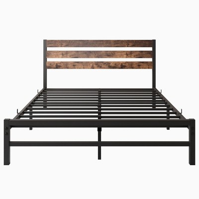 NicBex Wood Platform Bed Frame with Vintage Style Headboard and Metal Slats Support