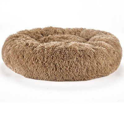 Brown Plush Orthopedic Donut Cat Mat Bed