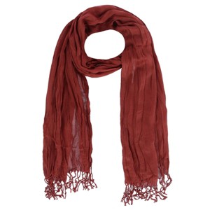 CTM Women's Solid Color Crinkle Tassel Scarf - 1 of 4