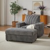 Corduroy Armchair with Storage Ottoman and Cup Holders, Wide Seat Lounge Chair with Footrest for Living Room-3irtyhousy - 2 of 4