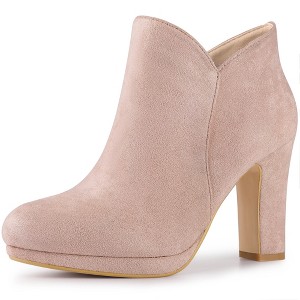 Perphy Women's Platform Round Toe Chunky High Heels Ankle Boots - 1 of 4