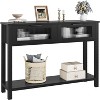 Entryway Table, Wood Console Table with 2 Glass Drawers, 2 Tier Sofa Table with Storage for Living Room, Foyer Tables for Entryway-Black - 3 of 4
