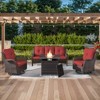 4PCS Patio Furniture Set with Fire Pit Table, Weather-Resistant Wicker Patio Fire Pit Set with Sofa, Swivel Patio Chair and 50000BTU Propane Fire Pit - 2 of 4