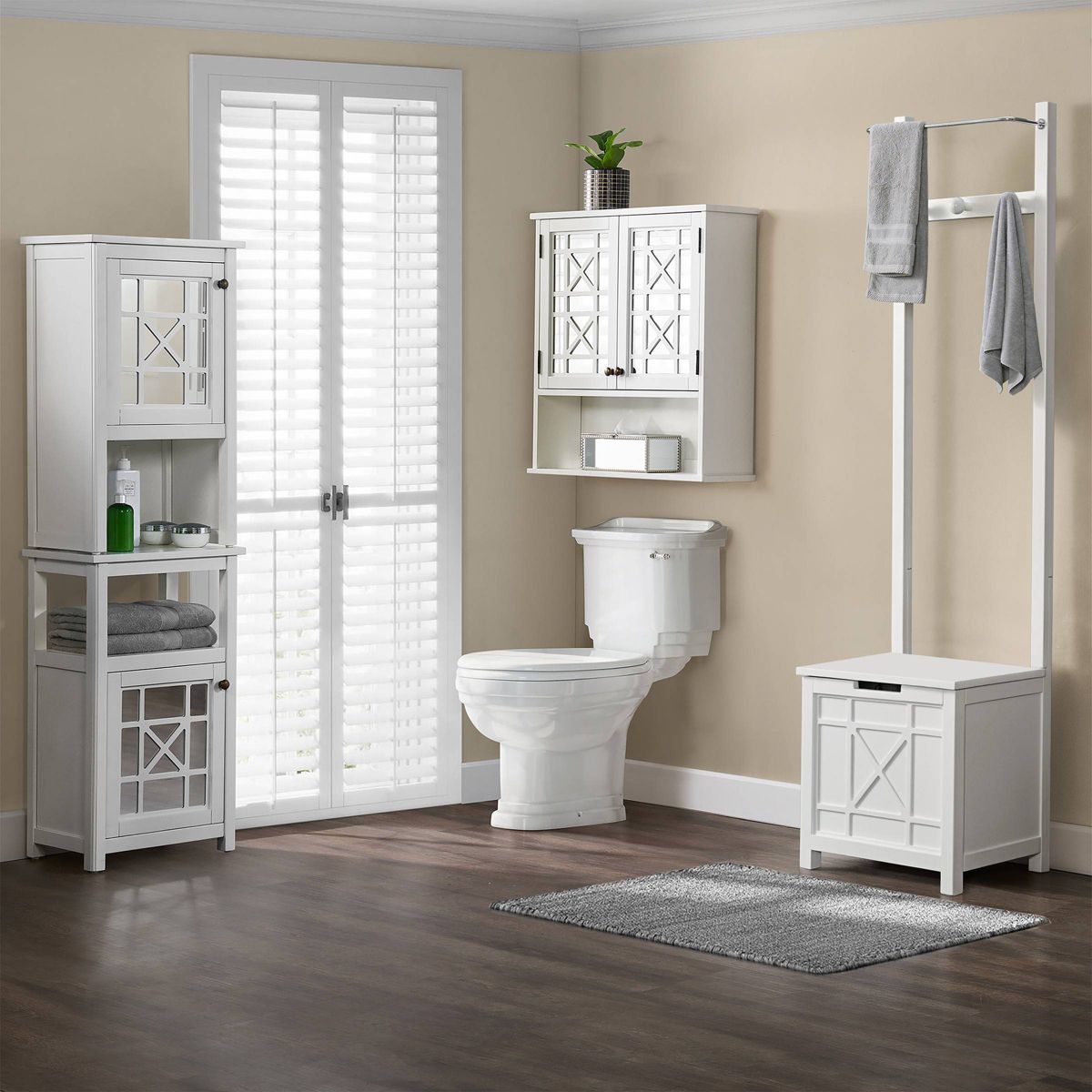 Derby Laundry Hamper Seat and Towel Rack White - Alaterre Furniture - thumbnail 9