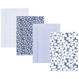 Hudson Baby Baby Girls Cotton Flannel Burp Cloths 4pk, Blue Cosmos, One Size - 1 of 4